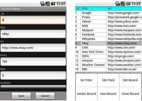 Data is displayed in a smooth scrollable grid. SQLite Editor was developed for Android by Speed Software