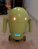 Android Robot made out of a trash can