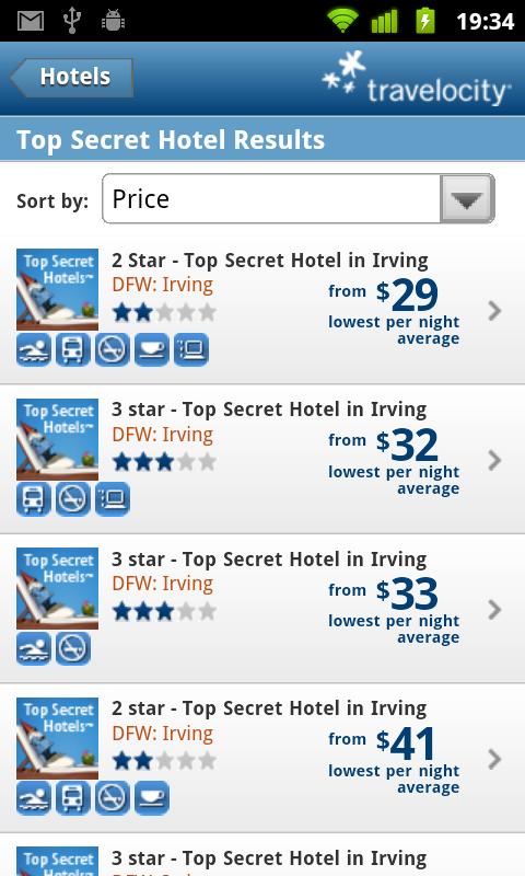 Download Travelocity Android app Screenshot of Travelocity Android app
