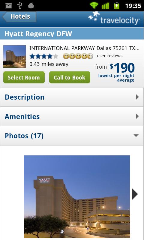 Download Travelocity Android app Screenshot of Travelocity Android app