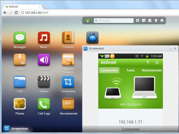 Take Screenshot on Android using AirDroid