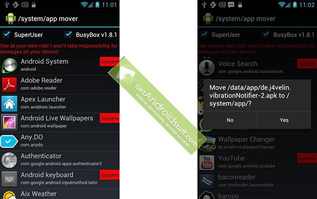 How to move Android apps to the system directory :. Download / system / app mover App