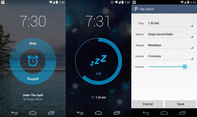 Pandora - alarm clock app that plays music
