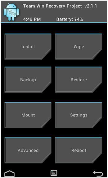 htc one twrp recovery menu