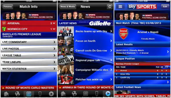 Sky Sports Live Football Score Centre iPhone app