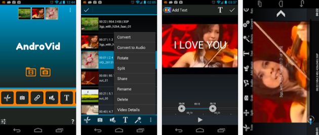 AndroVid Video Editor for android smartphone