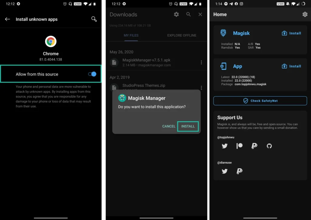 Installation-Magisk-Manager android
