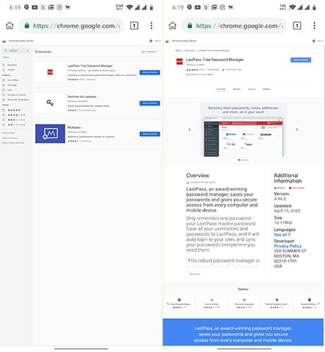 Last pass extension android