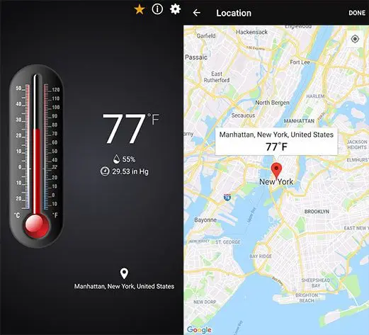 Thermometer++ app for phone