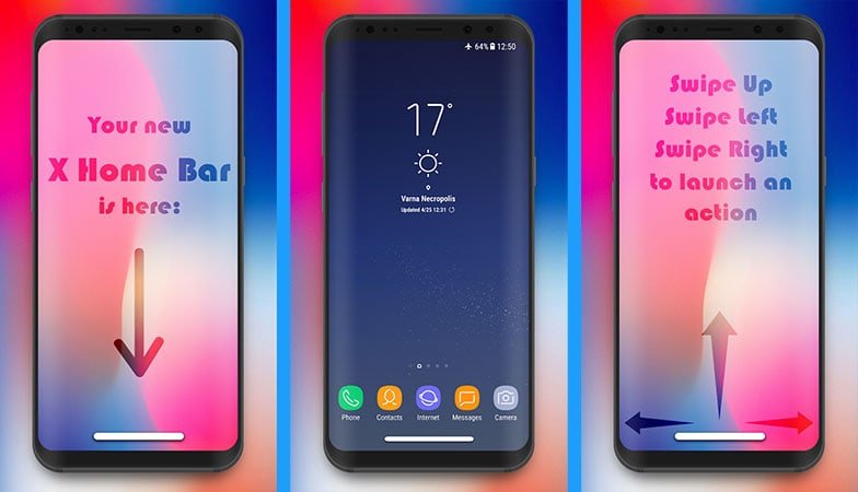 iphone x style home bar for android