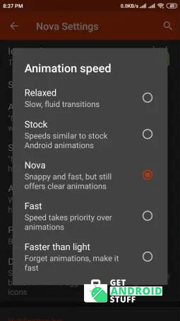 Disable animation in nova launcher