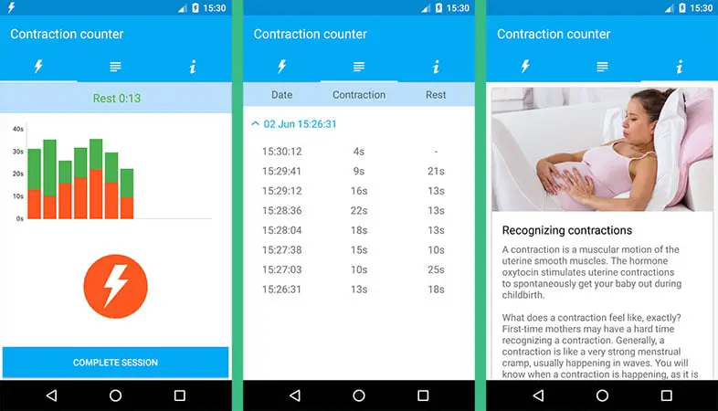 Contractions app for pregnant women