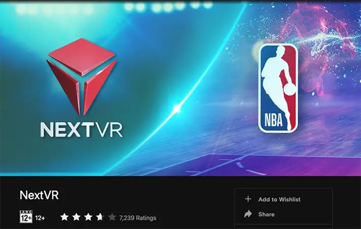 NEXT VR gear vr sports app