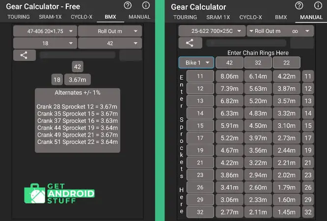 Bicycle Gear Calculator app