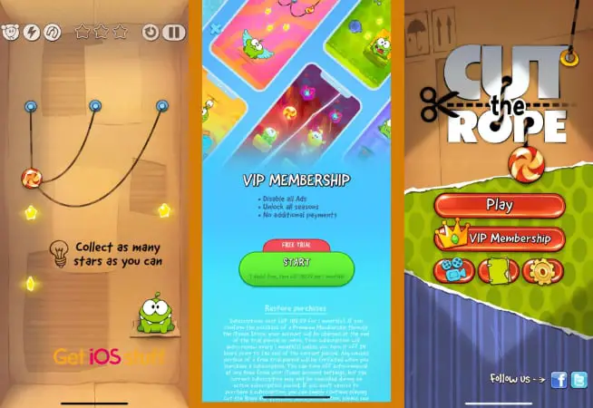 Cut the Rope physics-based puzzle game for iOS