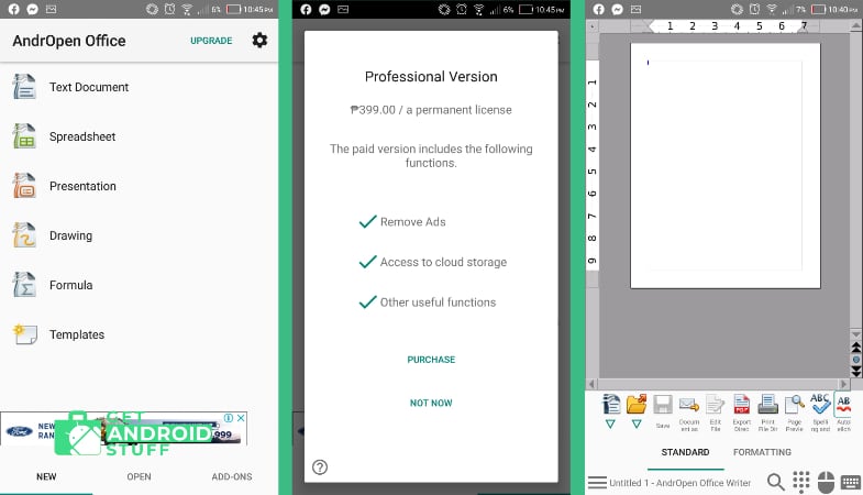 Screenshot of AndrOpen Office app