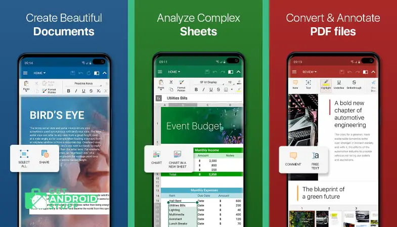 Screenshot of OfficeSuite - Word docs, Excel sheets, PDF files app