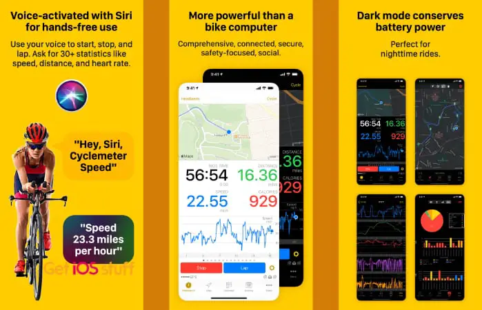 Screenshot of Cyclemeter Cycling Tracker app for iOS