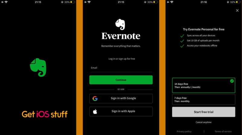 Screenshot of Evernote - Notes Organizer app for iPhone