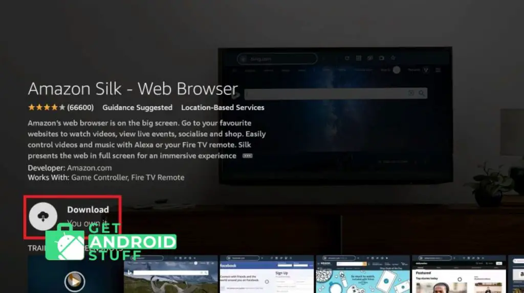 Screenshot of Amazon Silk web browser