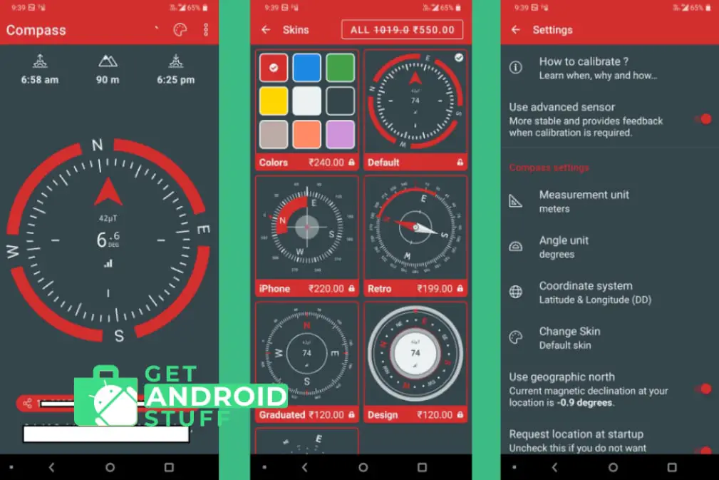 Screenshot of Compass (Altimeter, Sunrise, Sunset) app
