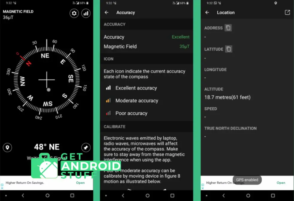 Screenshot of Digital Compass app by KTW