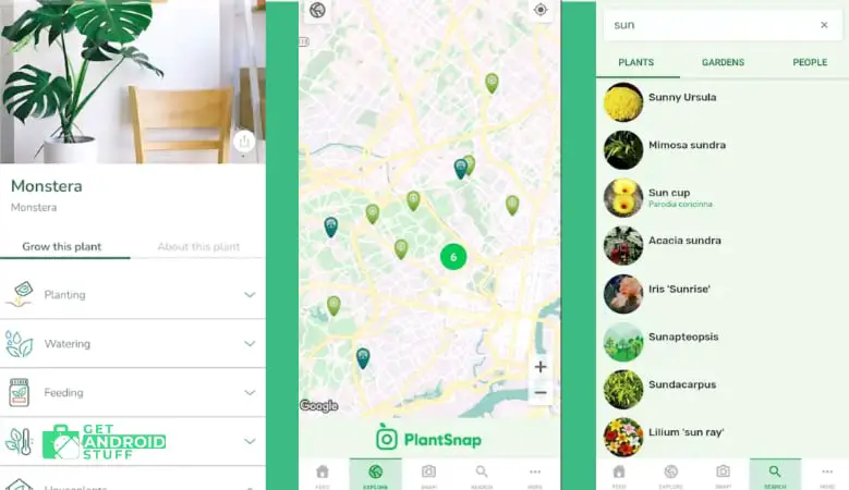 Screenshot of   PlantSnap plant identification app
