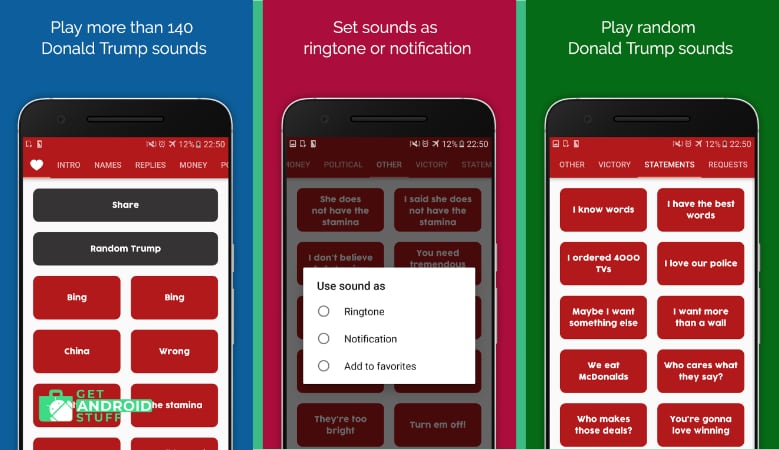 Screenshot of Donald Trump Soundboard app