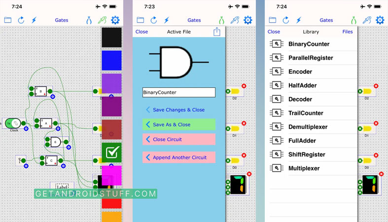 Screenshots of Digital Circuit Simulator app