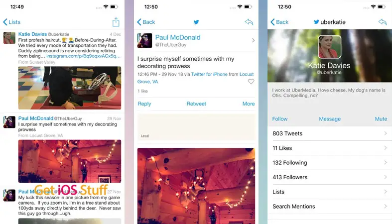 Screenshots of Echofon for Twitter iphone app