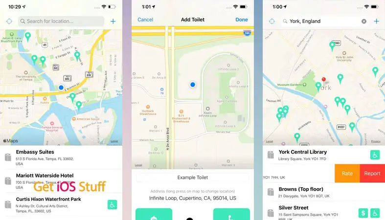 Screenshots of Flush - Toilet Finder & Map app