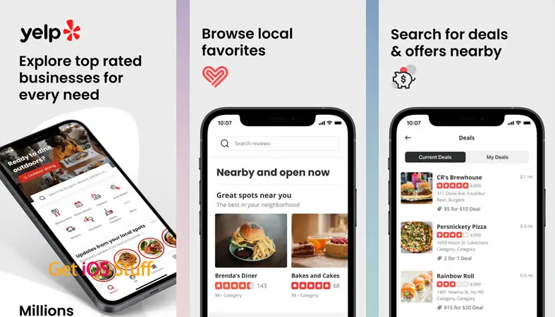 Screenshots of Yelp- Food, Delivery & Reviews app