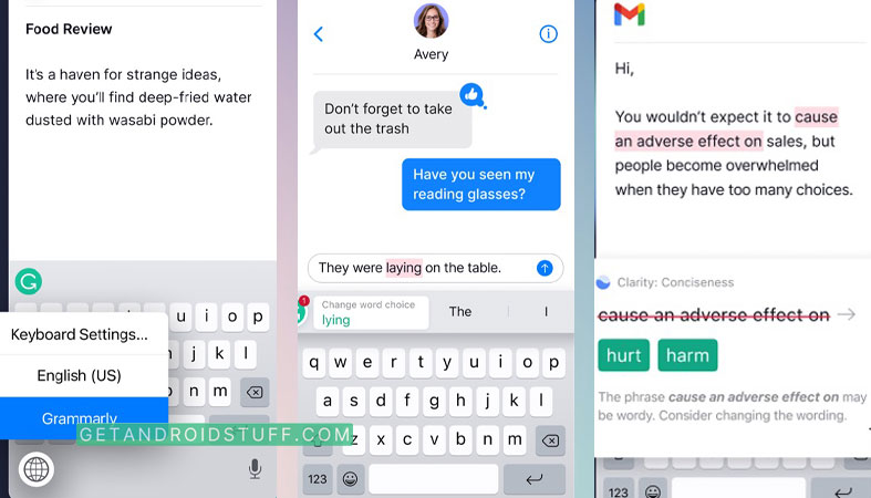 Screenshots of Grammarly - Keyboard & Editor app for iOS