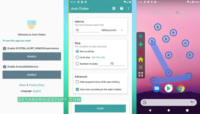 Screenshots of Auto Clicker Lite app android