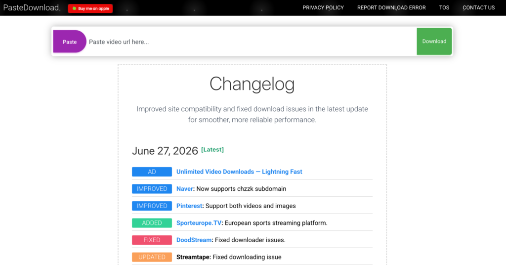PasteDownload: Simple Online Video Downloader With No Account Required