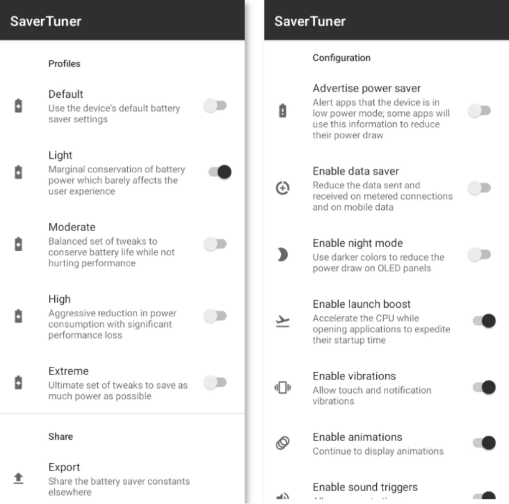 Saver Tuner battery saver app android