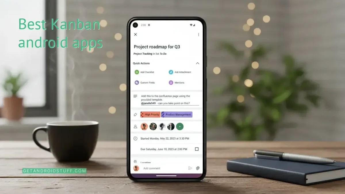 Kanban board app on smartphone