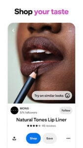 Screenshot of Pinterest