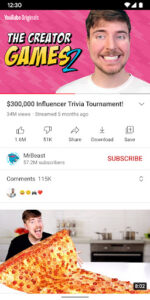 Screenshot of YouTube