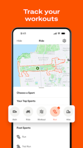 Screenshot of Strava: Run, Bike, Hike