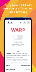 Screenshot of 1.1.1.1 + WARP: Safer Internet
