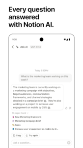 Screenshot of Notion: Notes, Tasks, AI