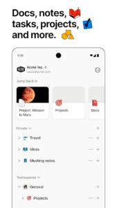 Screenshot of Notion: Notes, Tasks, AI