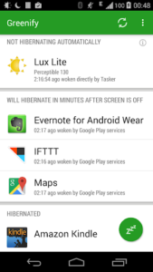 Screenshot of Greenify
