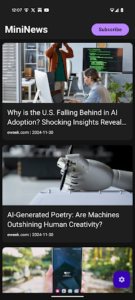 Screenshot of MiniNews: AI News Summaries