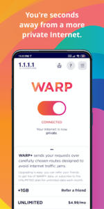 Screenshot of 1.1.1.1 + WARP: Safer Internet