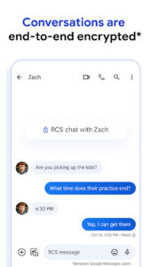 Screenshot of Google Messages