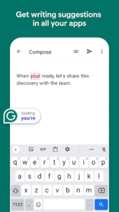 Screenshot of Grammarly-AI Writing Assistant