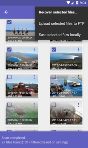 Screenshot of DiskDigger Pro file recovery